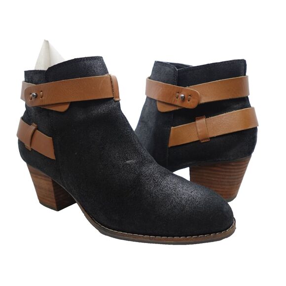 DV Dolce Vita Womens Size 9.5 Black Suede Buckle Zip Ankle Fashion Boots Bootie - Picture 2 of 12